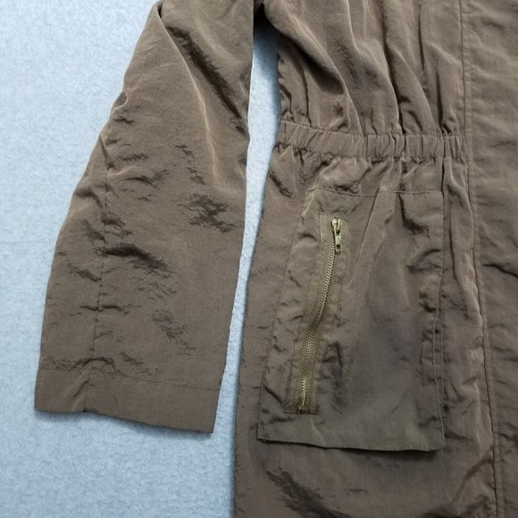 Venezia Milano Jacket Womens Small‎ Brown Zip Snap Pockets Hooded Outdoor - Picture 2 of 12